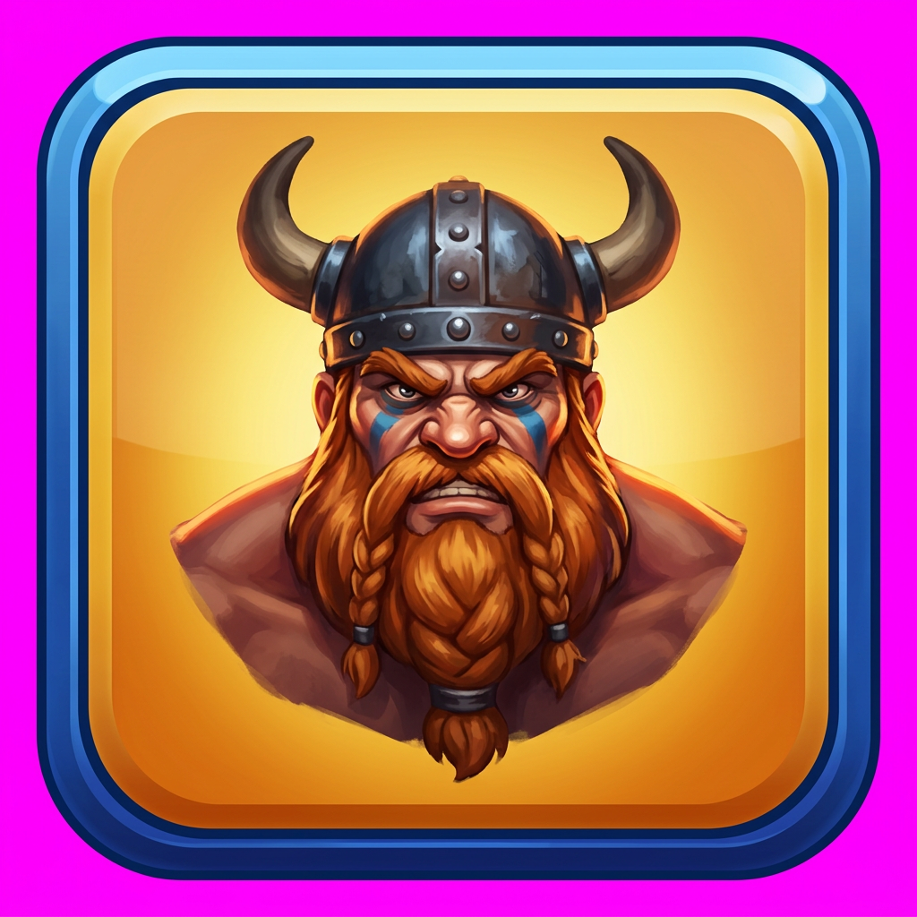 Image: A mobile game UI button card in glossy "Clash Roya