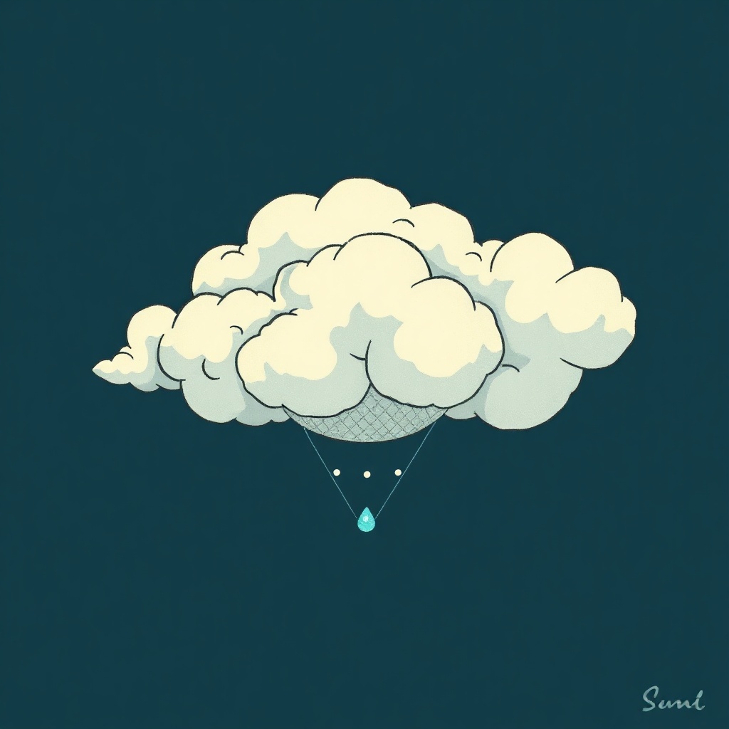 a small cumulus over a wheat field — the only one in the sky that hour