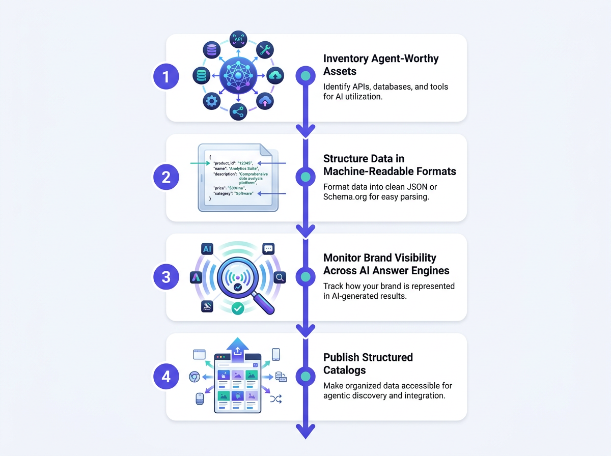 Step-by-step infographic for preparing a website for Agentic Resource Discovery