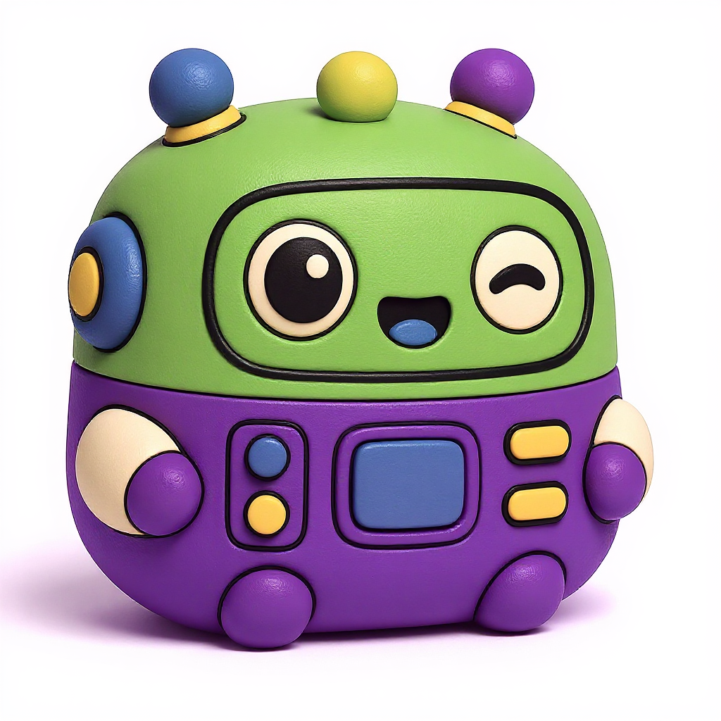 Buttonbot — Buttonbot is a huggable little robot with bouncy antennas and cheerful buttons, ready for squishy fun.