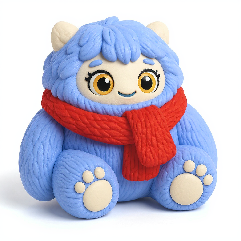 Periwiggle — Periwiggle is a cuddly, rounded yeti in cheerful rainbow colors with big friendly eyes, ready for hugs.