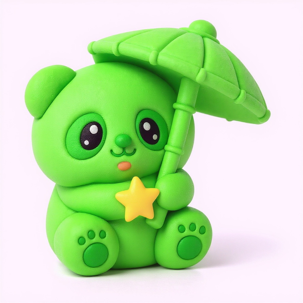 Kiwi — Kiwi is a roly-poly lime panda whose squishy, huggable charm makes every squeeze wonderfully soft and joyful.