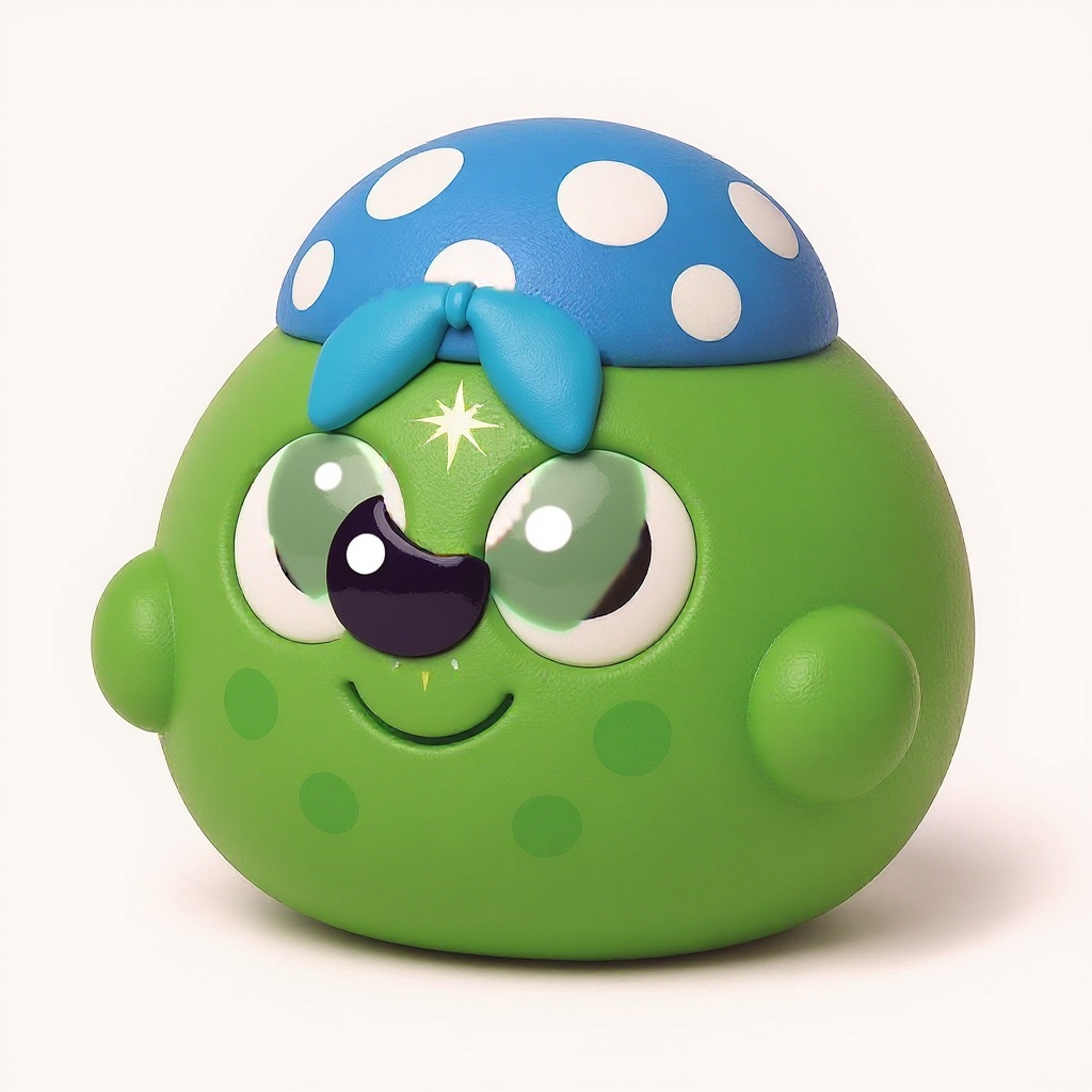 Mosscap — Mosscap is a soft, round green friend with big curious eyes, ready for endless squishy hugs.