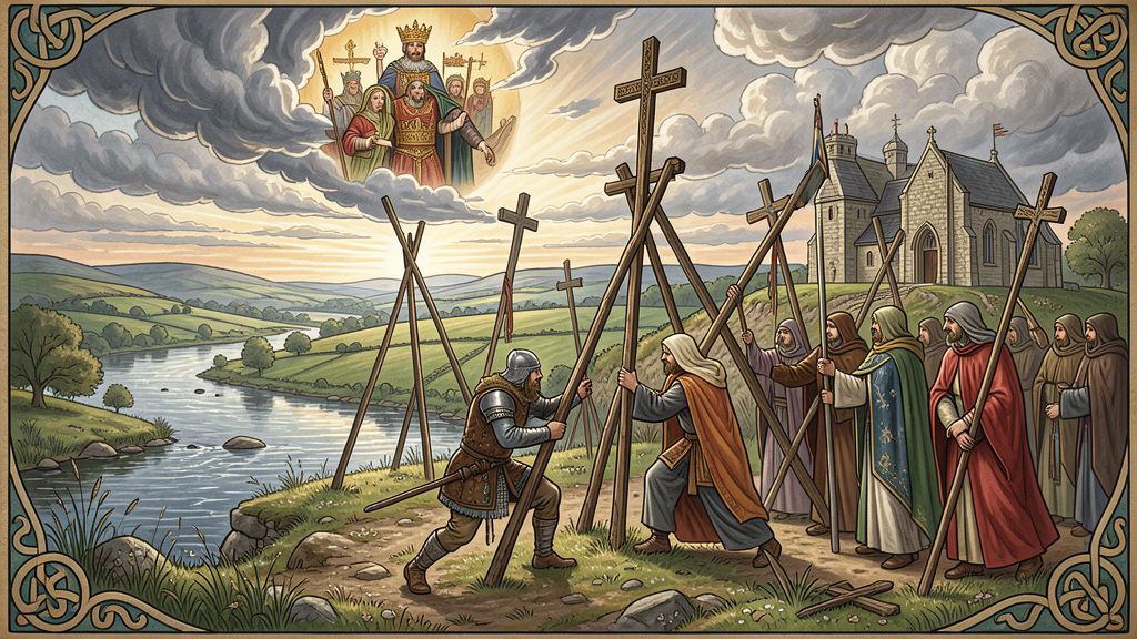 Dermot helps build the church