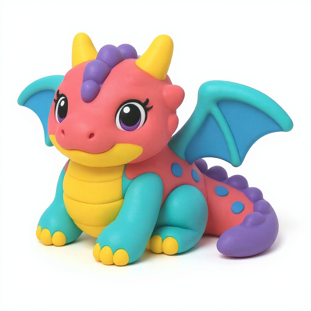Cinderscale — Cinderscale is a rounded, multi-colored dragon with tiny horns and wings, perfectly squishy for endless cuddles.
