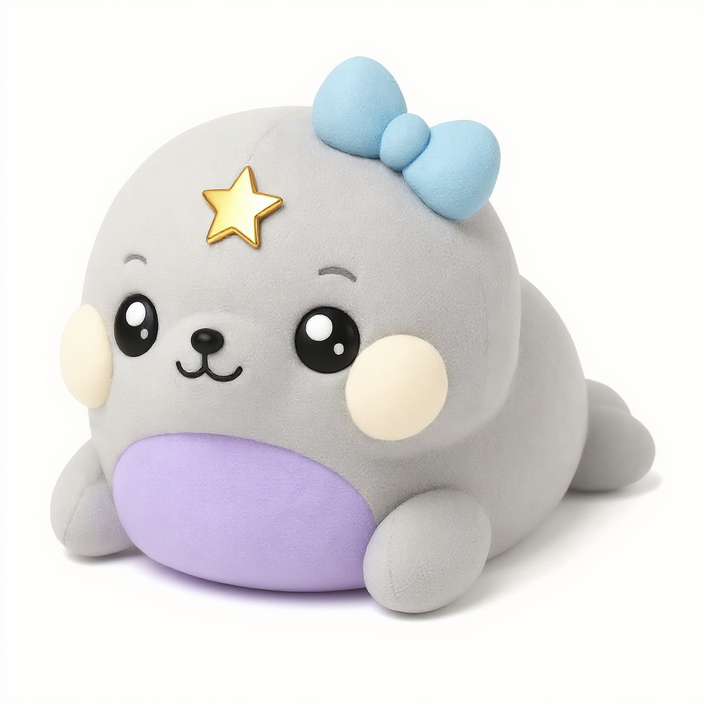 Pebble — Pebble is a soft, rounded grey seal whose squishy charm makes every hug feel gentle and cozy.