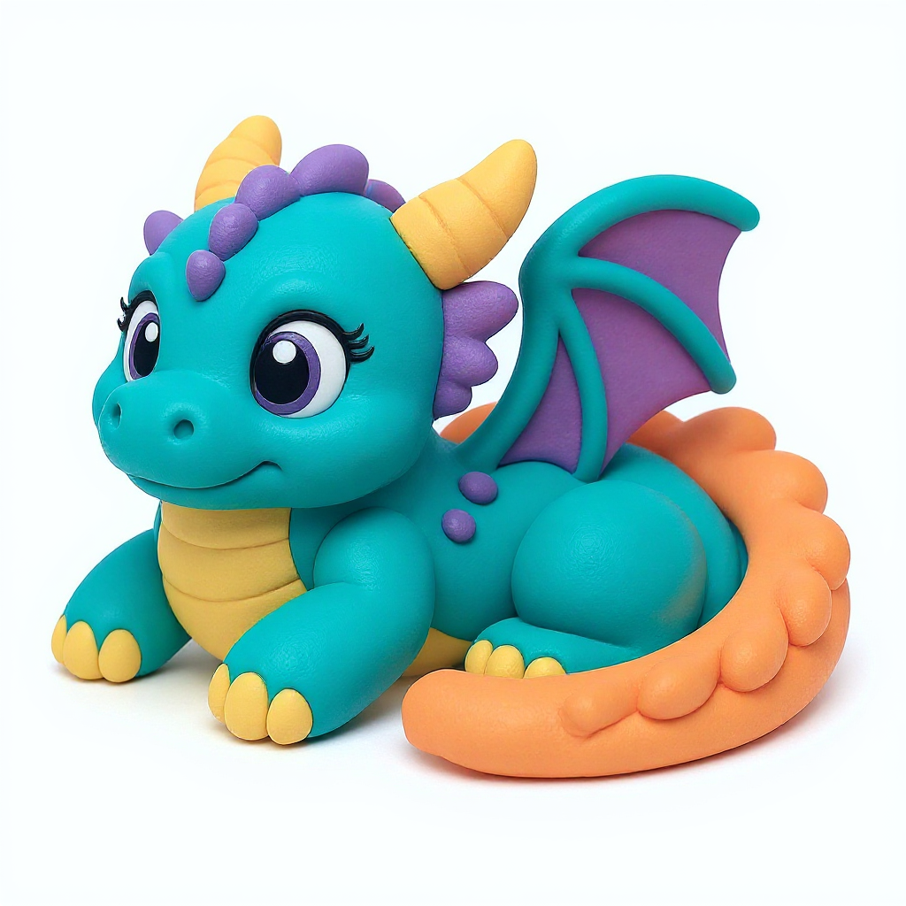Emberwing — Emberwing is a huggable red dragon with big curvy horns, tiny wings, and a bright orange tail.