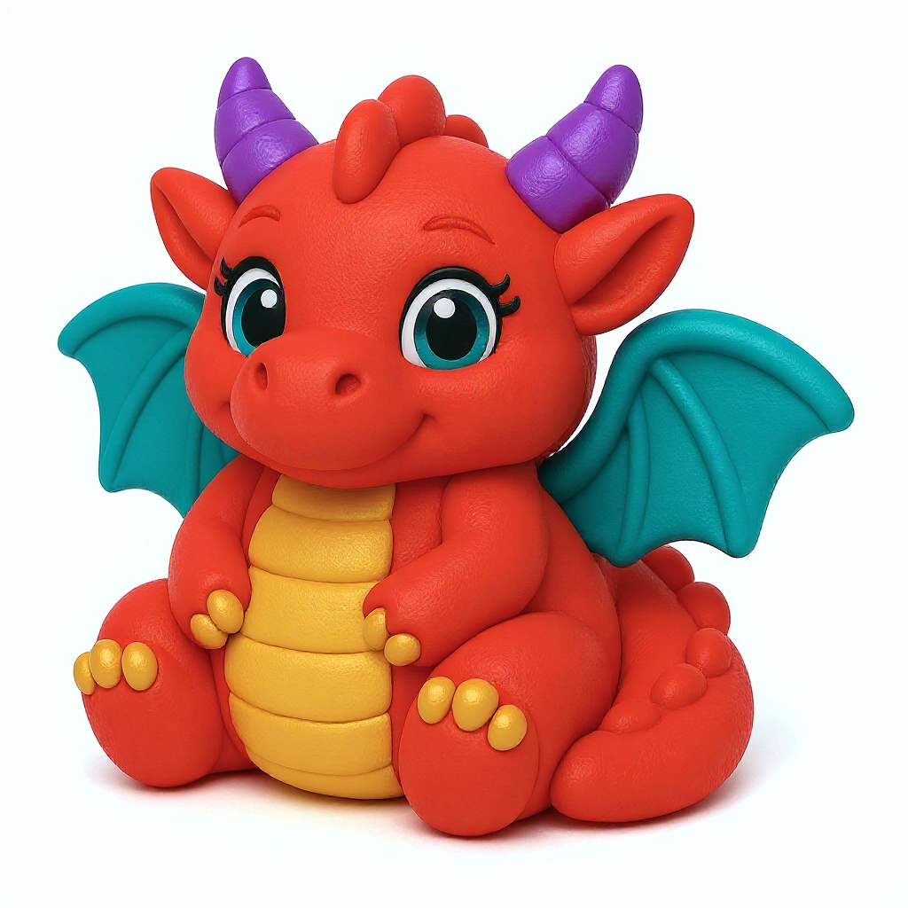 Crimson Puff — Crimson Puff is a huggable red dragon with big flappy wings, purple horns, and a soft squishy body kids adore.