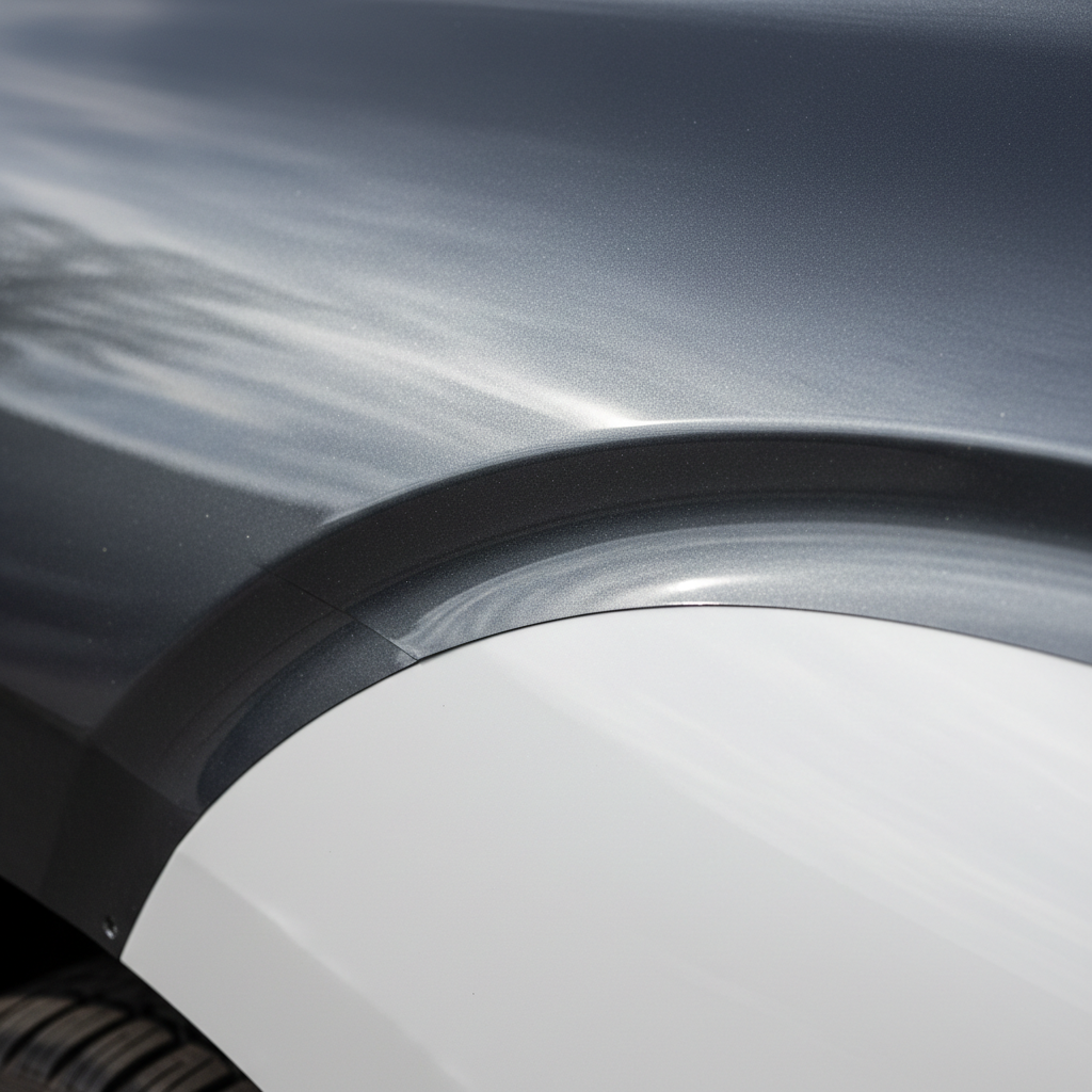 Close-up of clean vehicle wrap surface showing smooth finish and edge detail