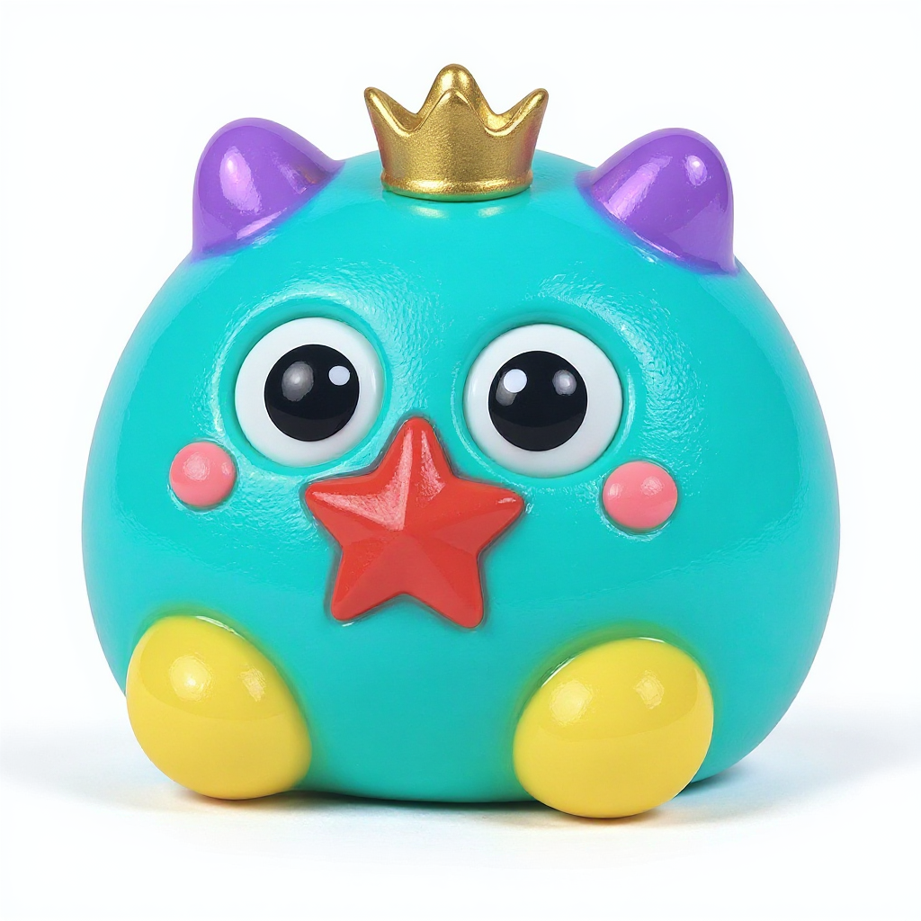 Jellybop — Jellybop is a huggable red star critter wearing a tiny gold crown, ready for cuddly playtime adventures.