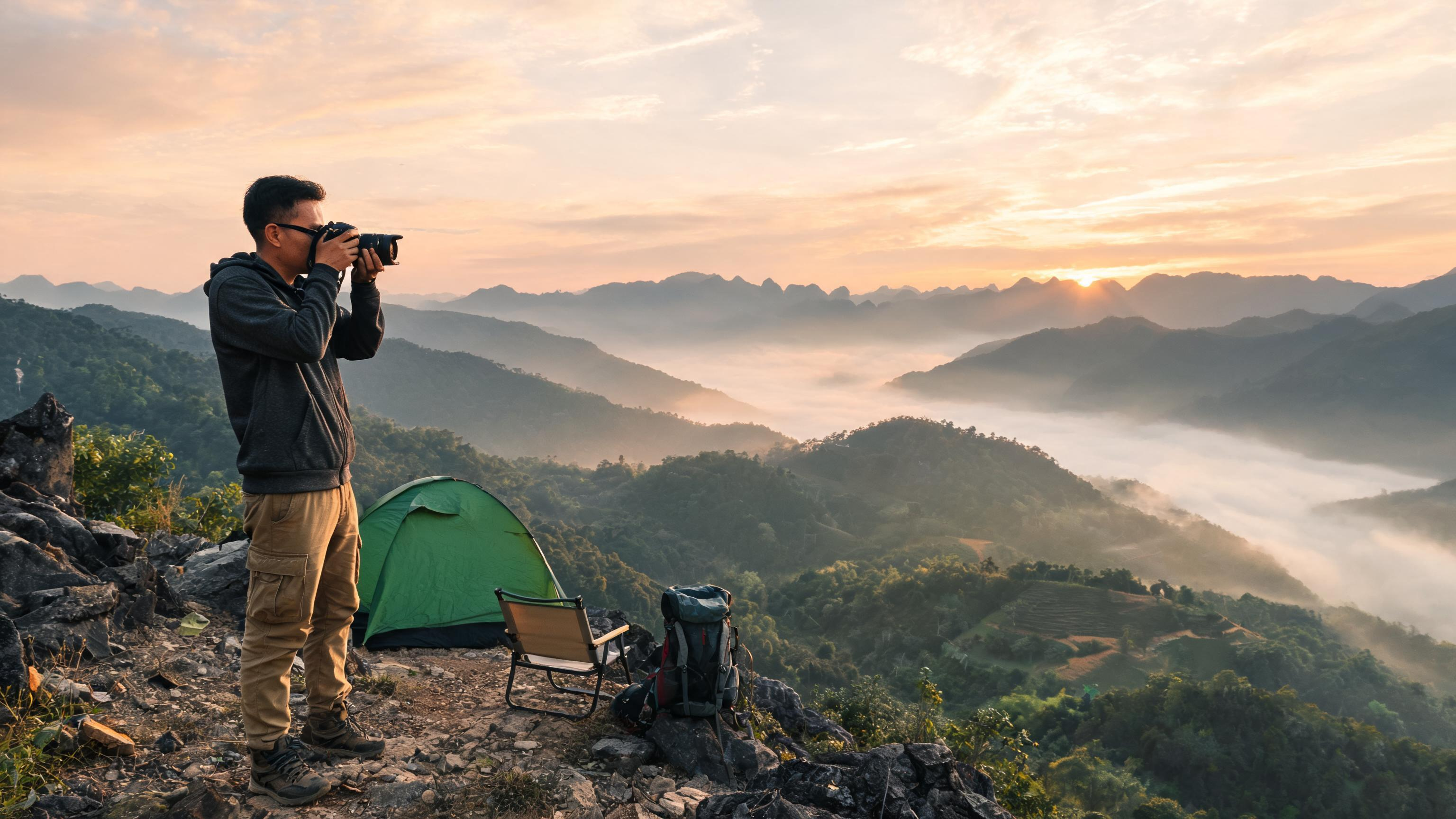 Chụp ảnh camping outdoor Vietnam - nhiếp ảnh thiên nhiên golden hour — ProCamping.vn