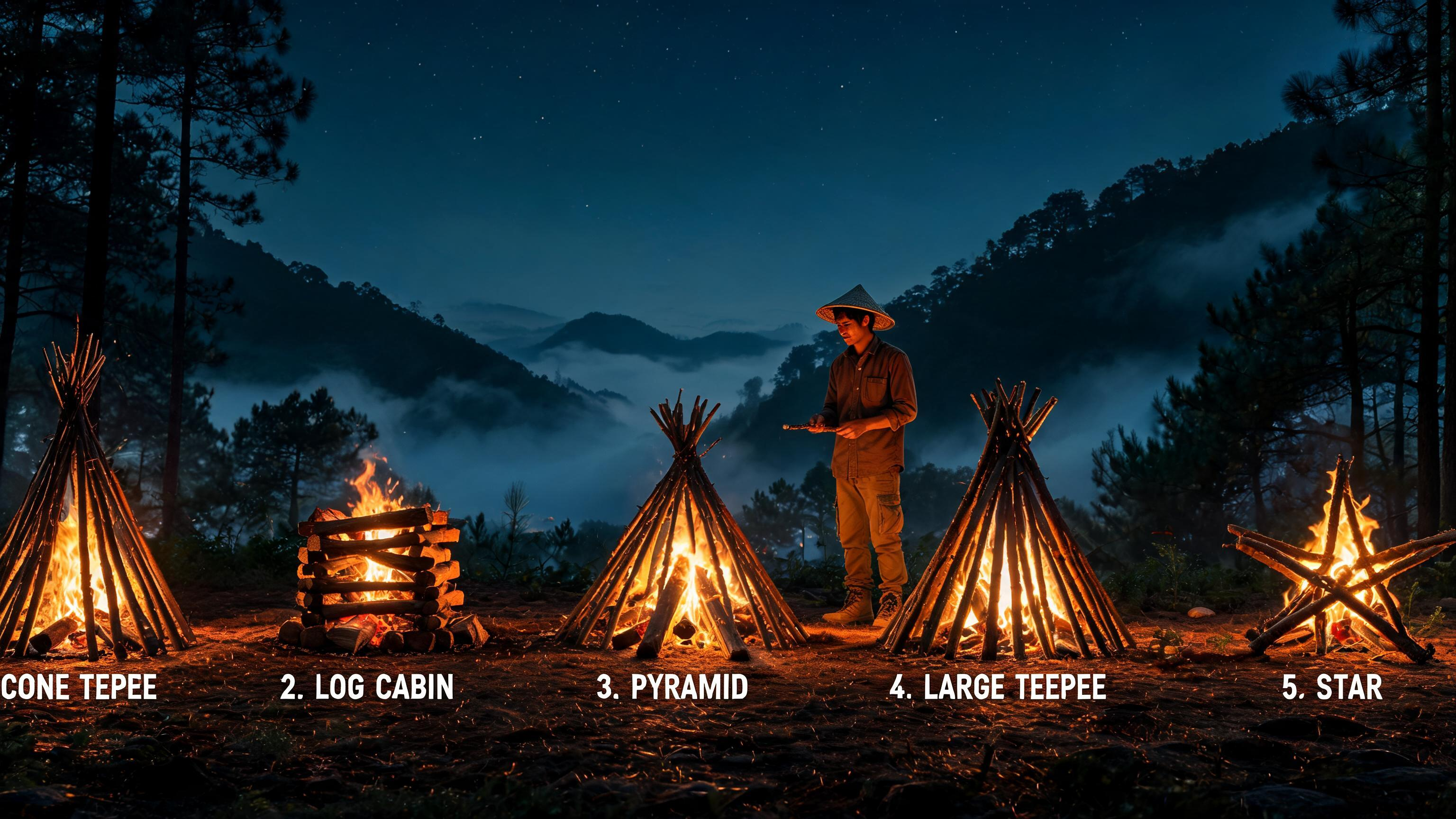 Nhóm lửa trại camping Việt Nam - 5 kiểu lửa campfire đêm rừng núi — ProCamping.vn
