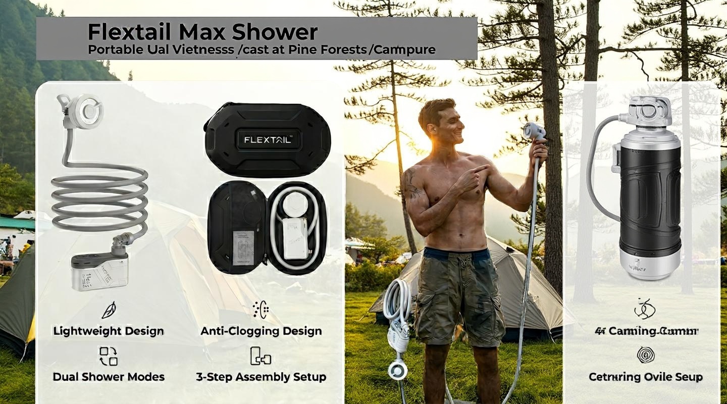 Flextail Max Shower vòi sen camping thực tế rừng thông Đà Lạt — ProCamping.vn