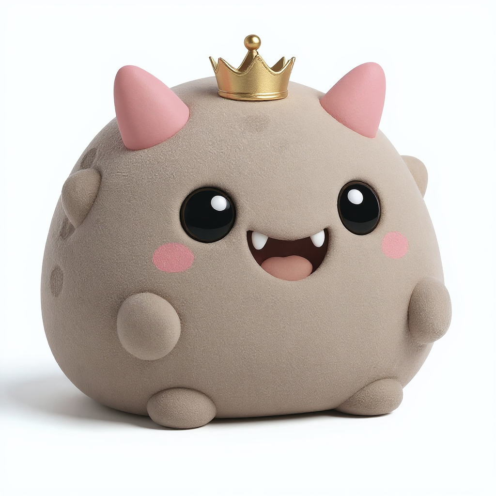 Snugglethorn — Snugglethorn is a golden squishy gremlin with coral-pink horns and a tiny golden crown—perfect for cozy cuddles.