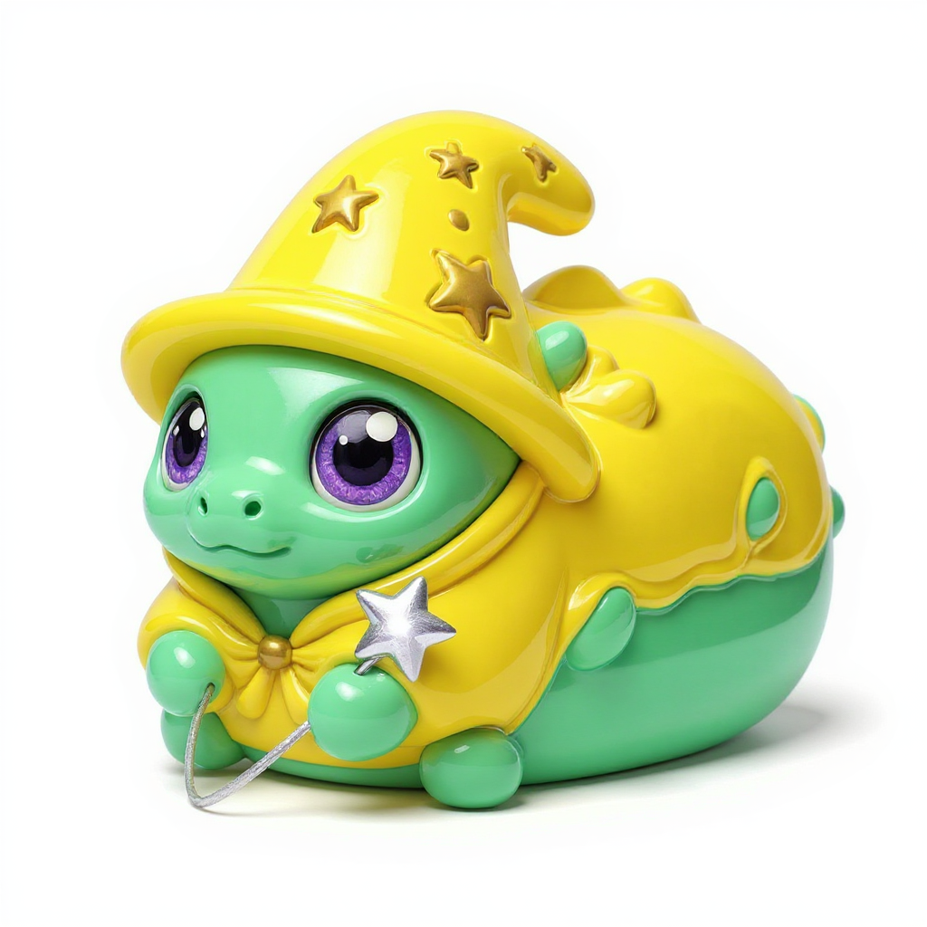 Noodlewand — Noodlewand is a squishy purple cape wizard with a sunny yellow hat and sparkly silver star wand.