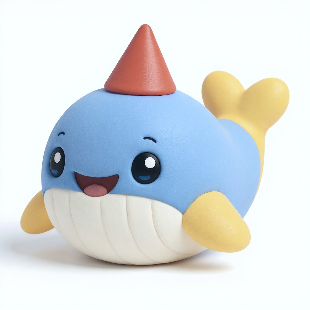 Finny McGrin — Finny McGrin is a squishy orange-finned pal topped with a cheerful little red party hat!