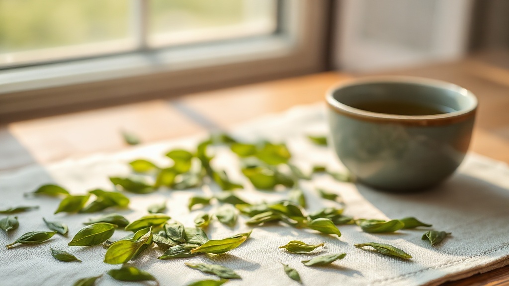Feuilles de thé vert fraîches et caféine naturelle contenue dans le Camellia sinensis