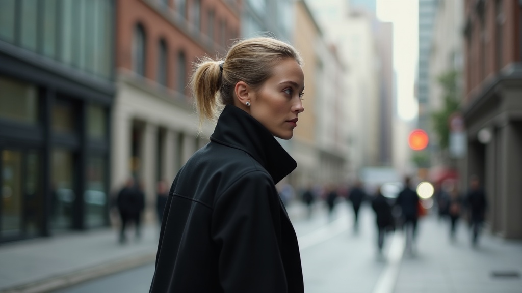 Chaqueta casual minimalista mujer ciudad