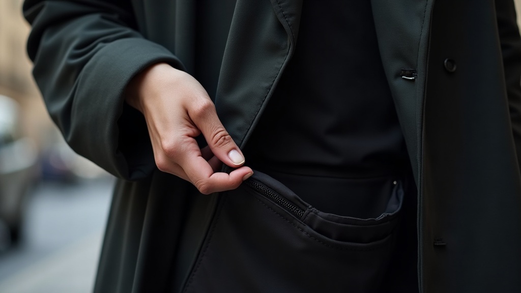Bolsillo oculto interior chaqueta minimalista mujer