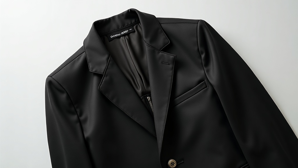 Detalle de costura y cierre en chaqueta minimalista mujer