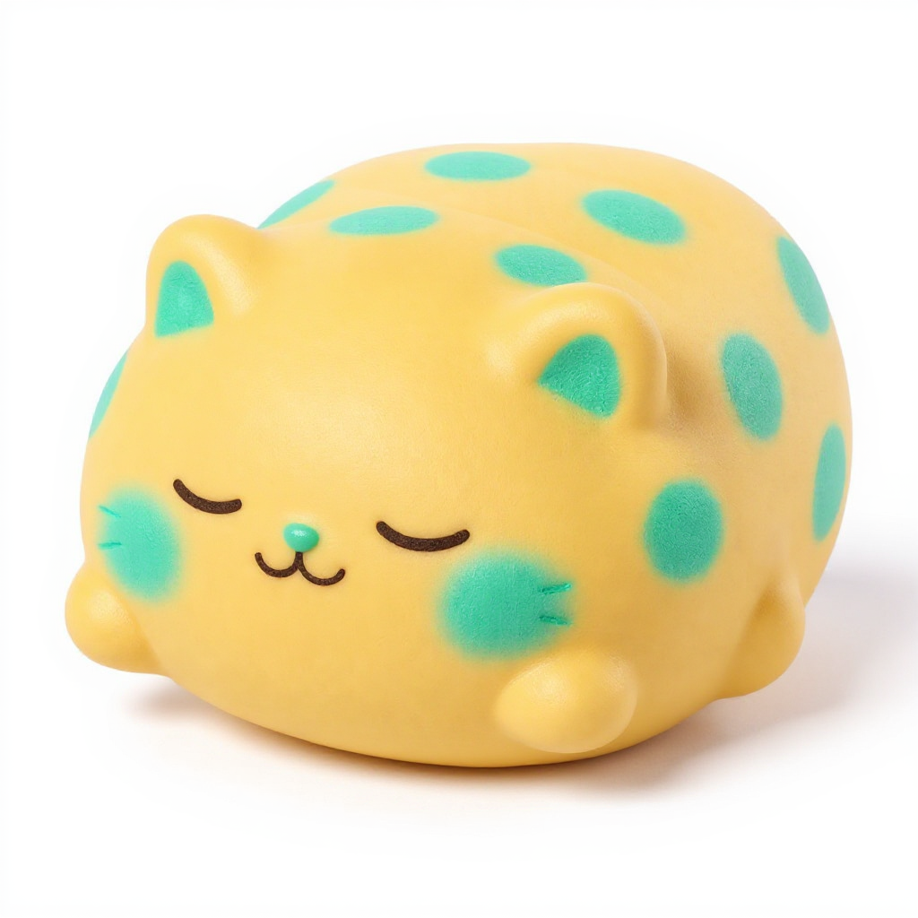 Dozy Dottie — Dozy Dottie is a cuddly yellow kitten with adorable teal polka dots, perfect for cozy snuggles and gentle play.