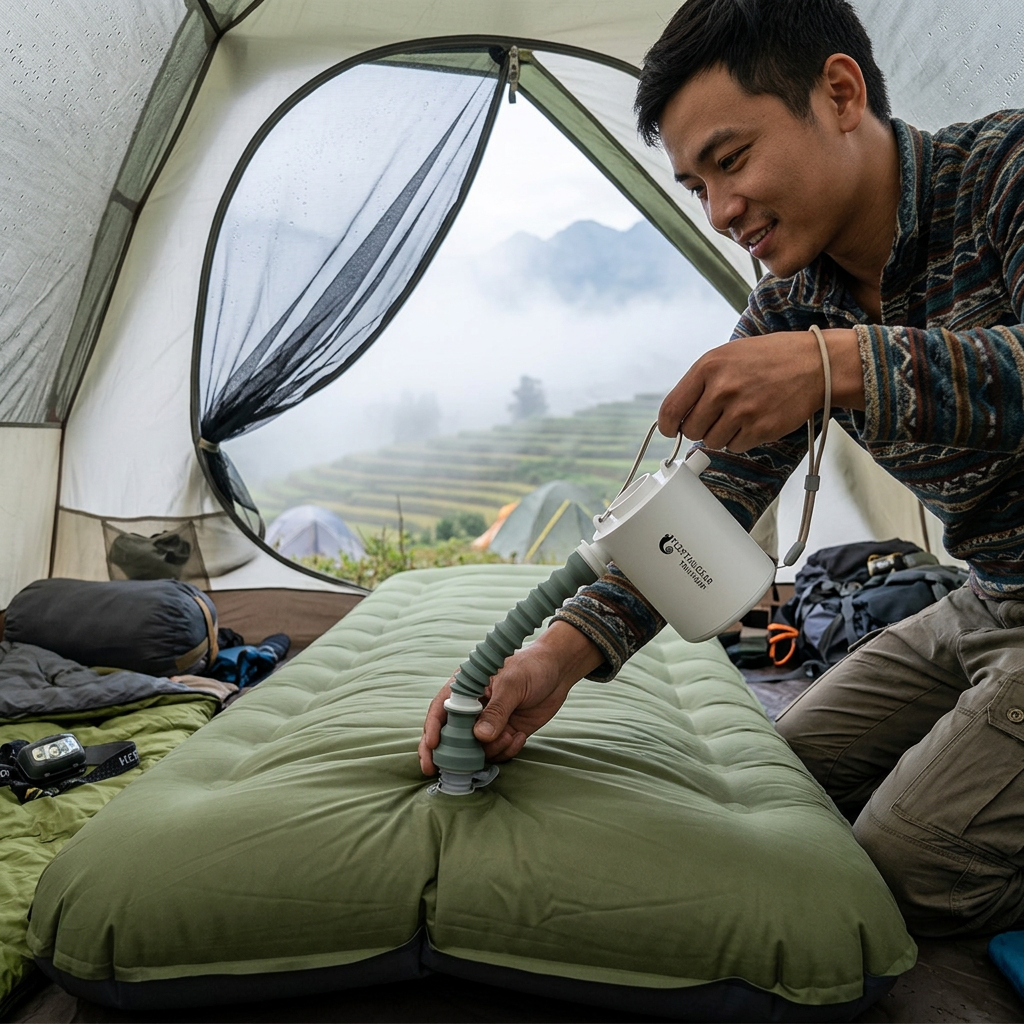 Flextail TINY PUMP 2X bơm đệm ngủ lớn trong lều cắm trại Sapa - ProCamping.vn
