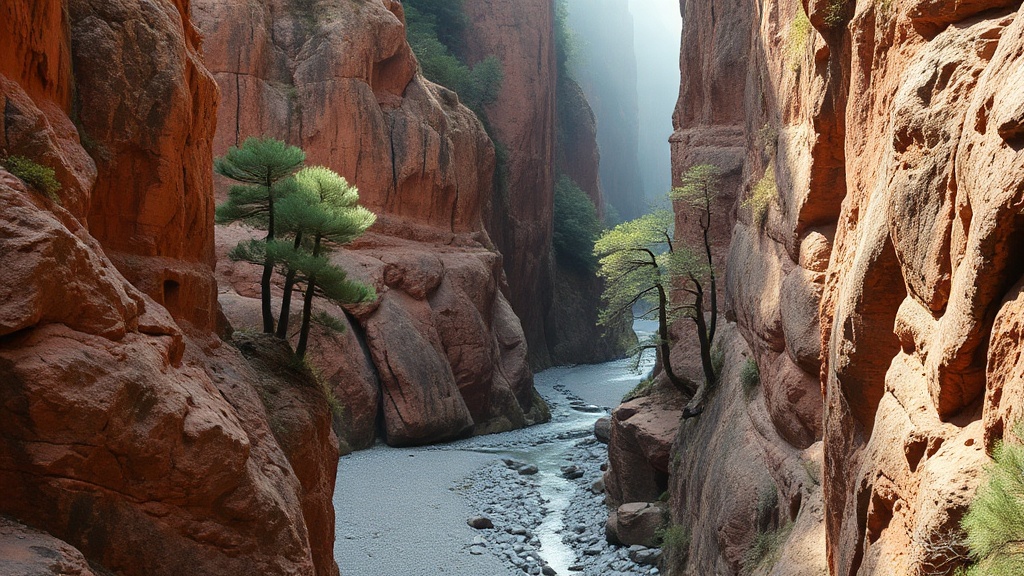 Gorge de Jinlong au pied du mont Hengshan, cadre naturel du monastère suspendu Xuankong Si