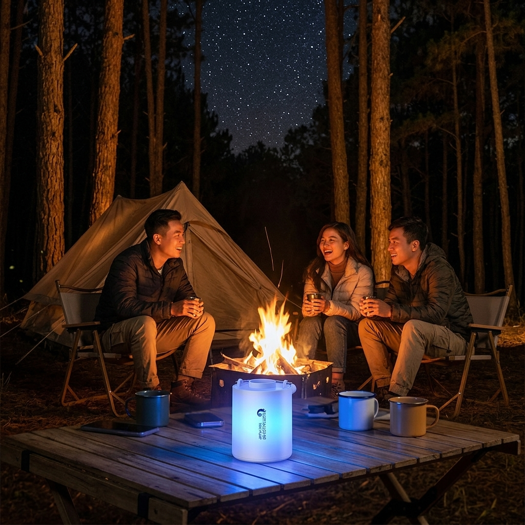 Flextail Tiny Repeller S đuổi muỗi phát sáng xanh bên lửa trại đêm Đà Lạt - ProCamping.vn