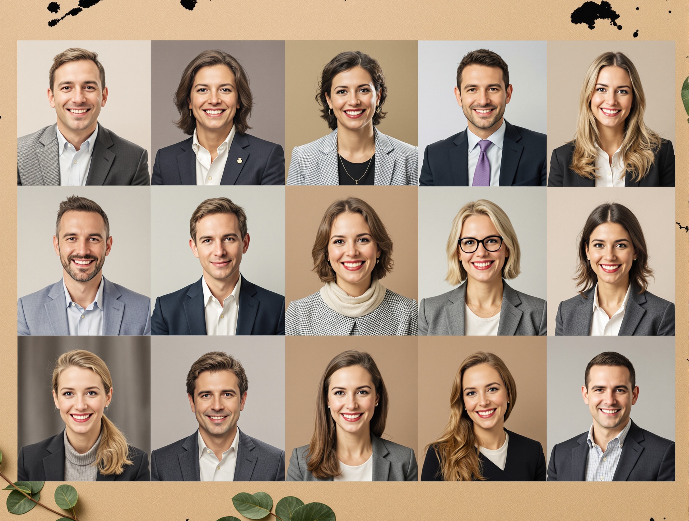 Diverse AI-generated headshot styles for professionals