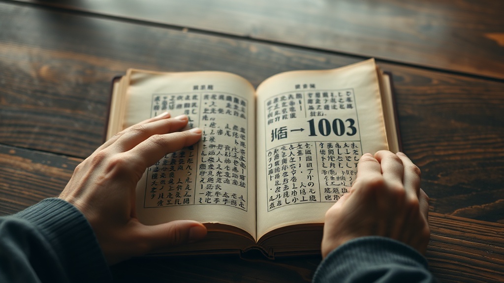Hands holding open an aged East Asian Buddhist sutra text in warm amber light