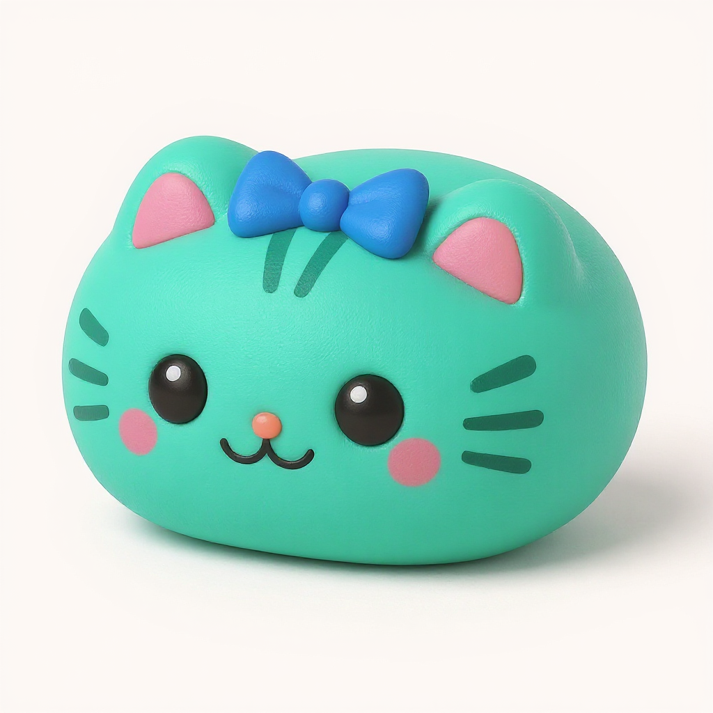 Squizzle — Squizzle is a delightfully rounded squishy toy with cheerful teal stripes, perfect for cozy squeezing and gentle play.