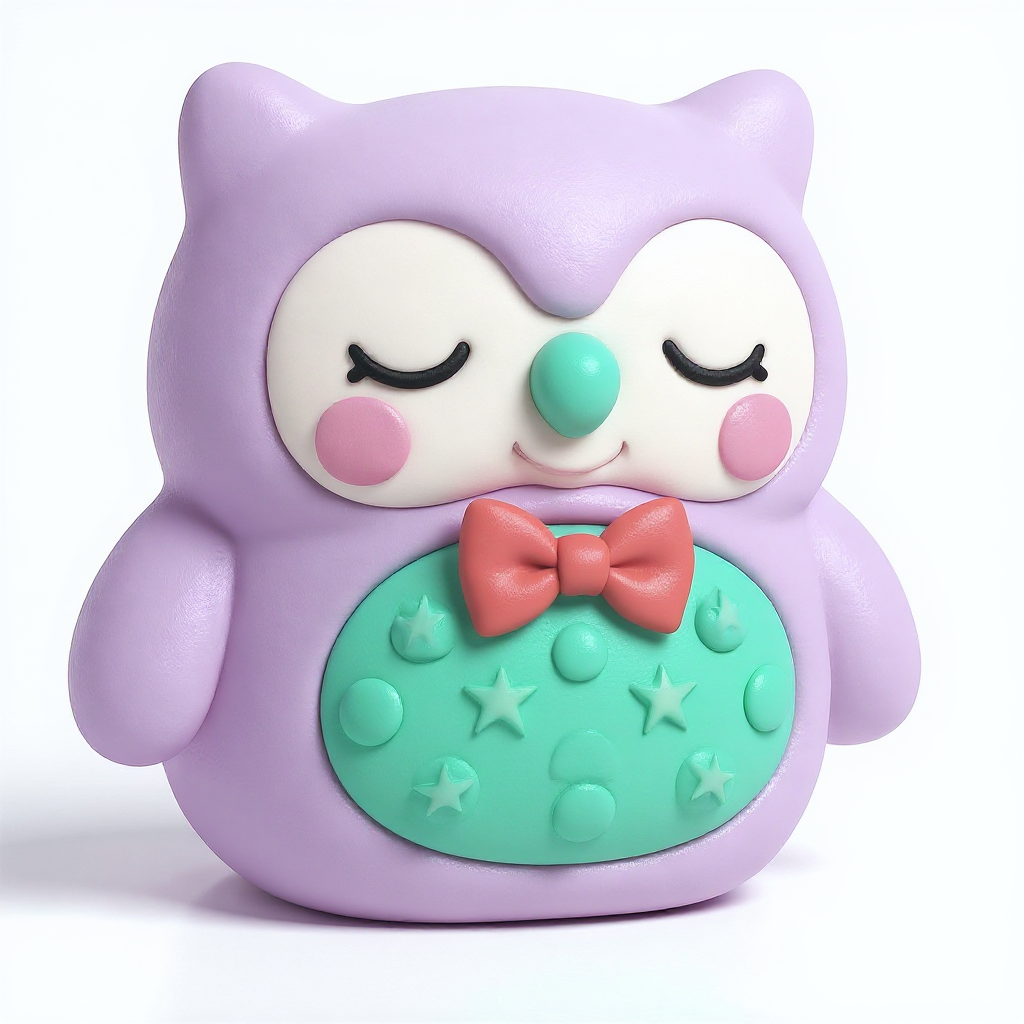 Lavender Hoots — Lavender Hoots is a huggable purple owl with teal dots and a cheerful red bow tie—perfect for little hands.