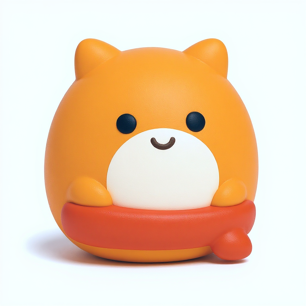 Coco — Coco is a soft, rounded squishy friend wearing a bright red scarf, ready for cozy cuddles.