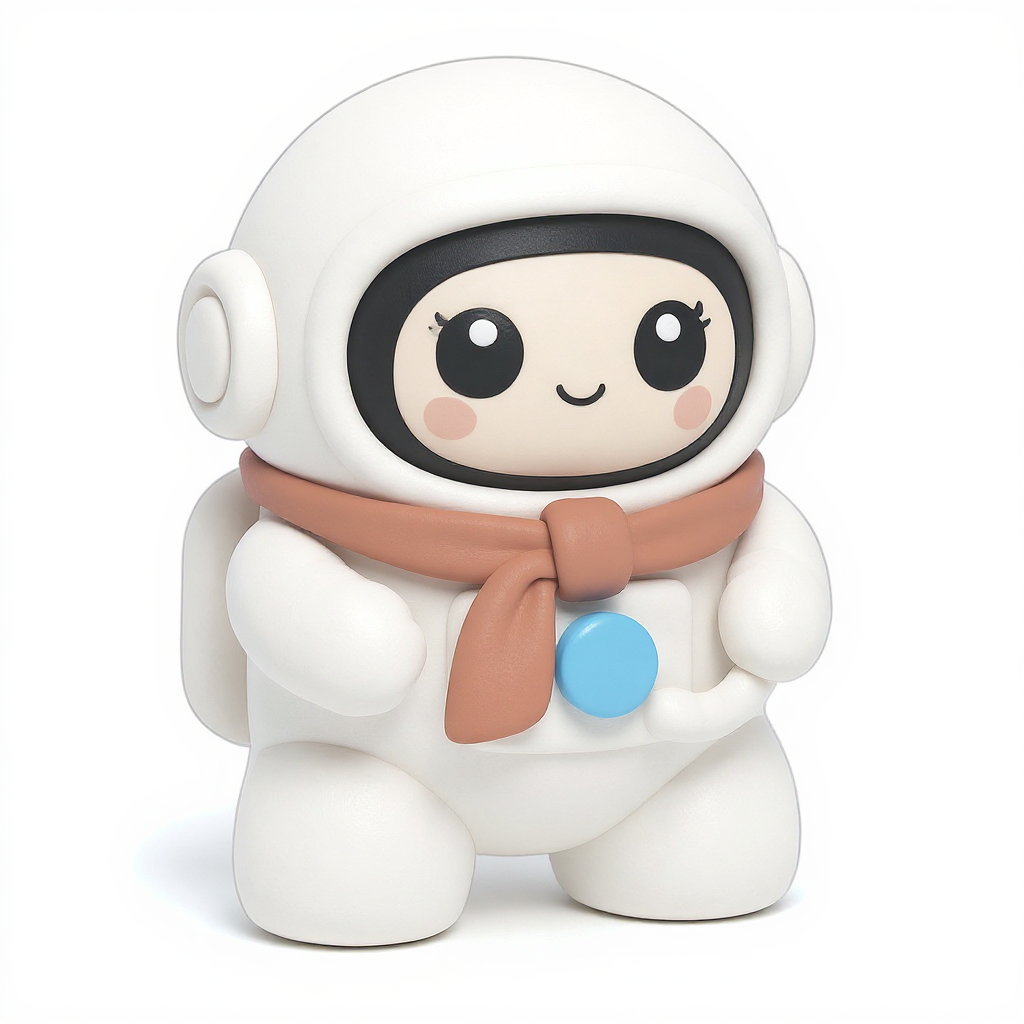 Cosmo Chub — Cosmo Chub is a squishy white astronaut with a bright red scarf and a cheerful blue button.