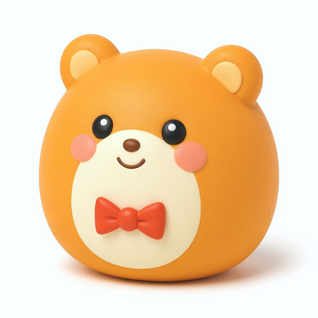Pudge Puff — Pudge Puff is a soft, rounded squishy friend sporting a bright red bow tie, perfect for cozy cuddles.