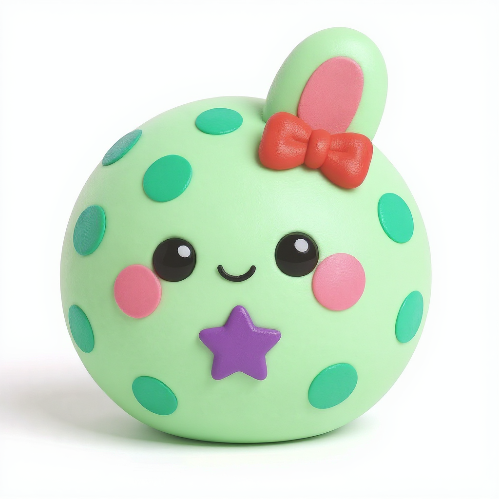 Polka Bun — Meet Polka Bun, a squishy teal-dotted friend with one cute ear and a tiny purple star!