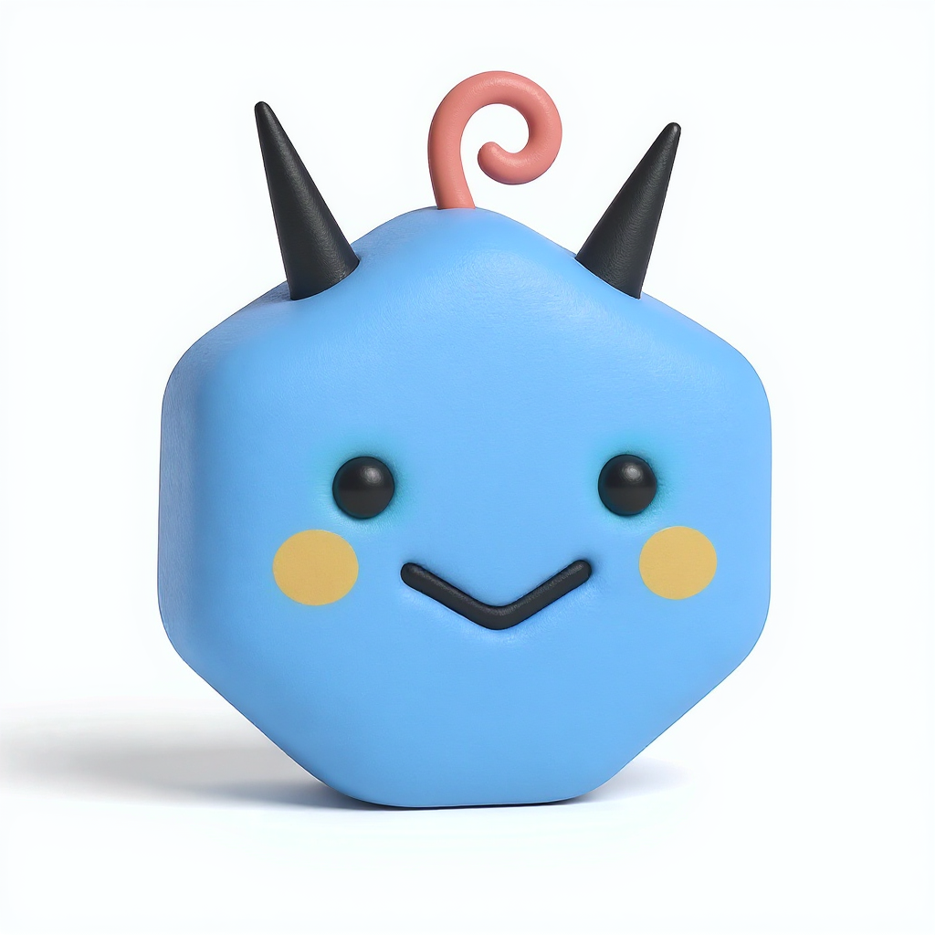 Antenna Azure — Antenna Azure is a huggable blue monster with bright red antennae, one long and playfully curly.