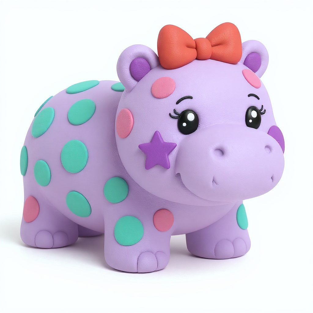 Polka Hippo — Polka Hippo is a squishy teal-dotted friend with a cute purple star on its cheek!