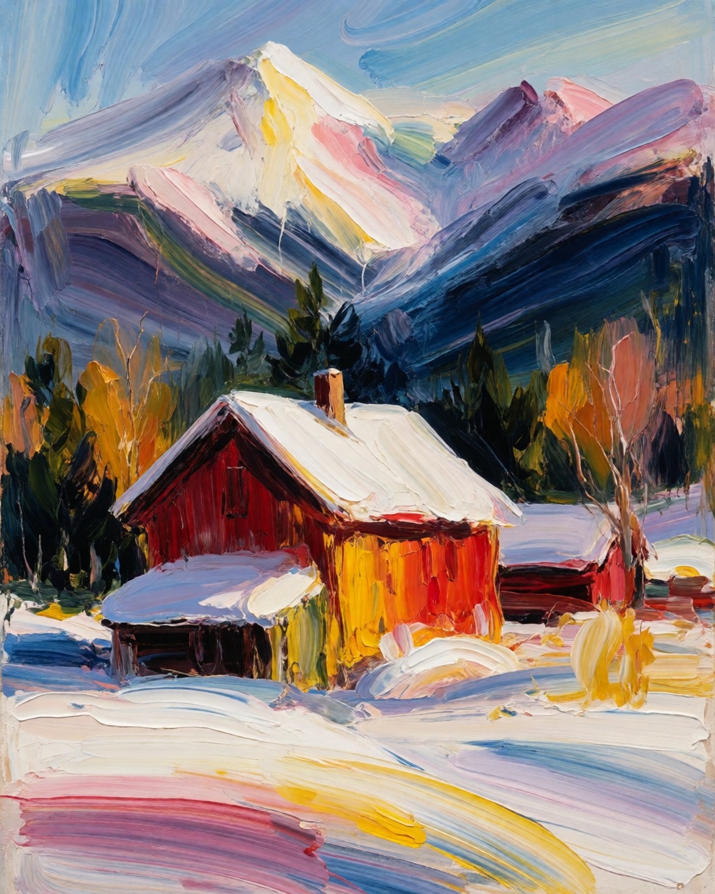a snowy mountain village