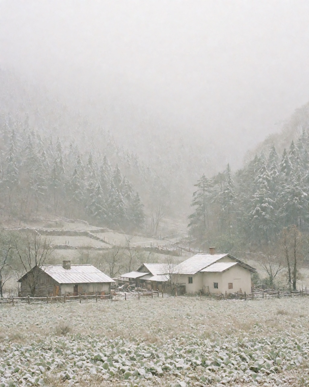 a snowy mountain village