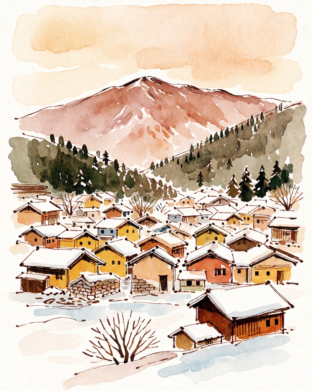 a snowy mountain village