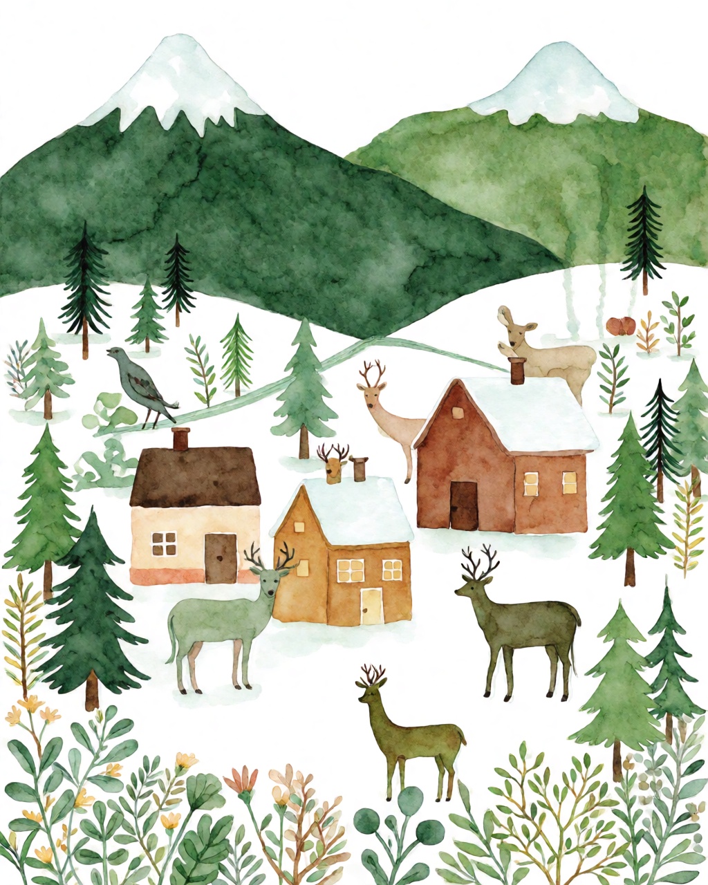 a snowy mountain village