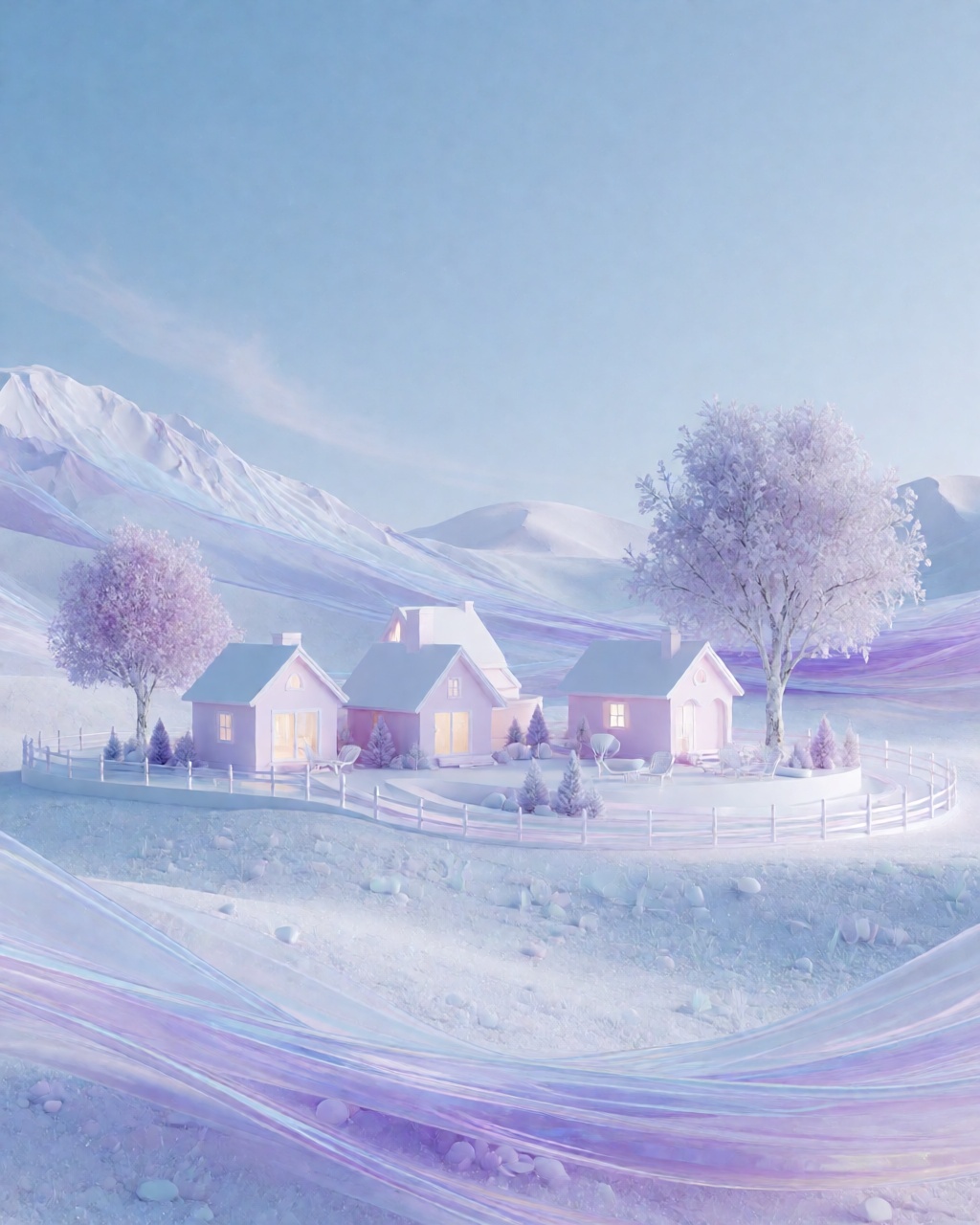 a snowy mountain village