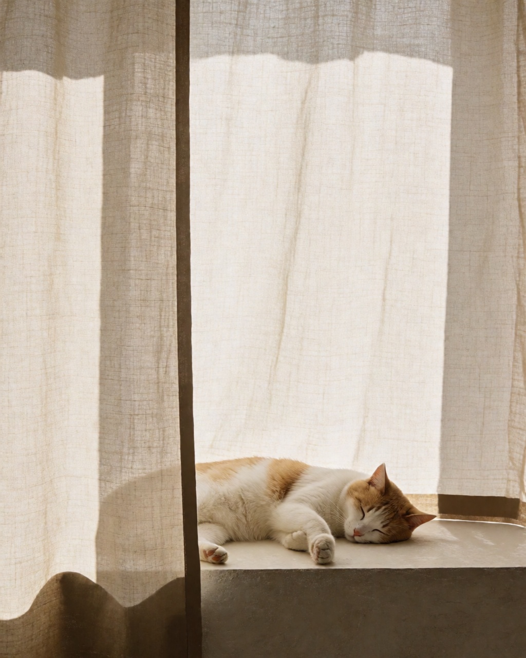 a cat asleep on a windowsill
