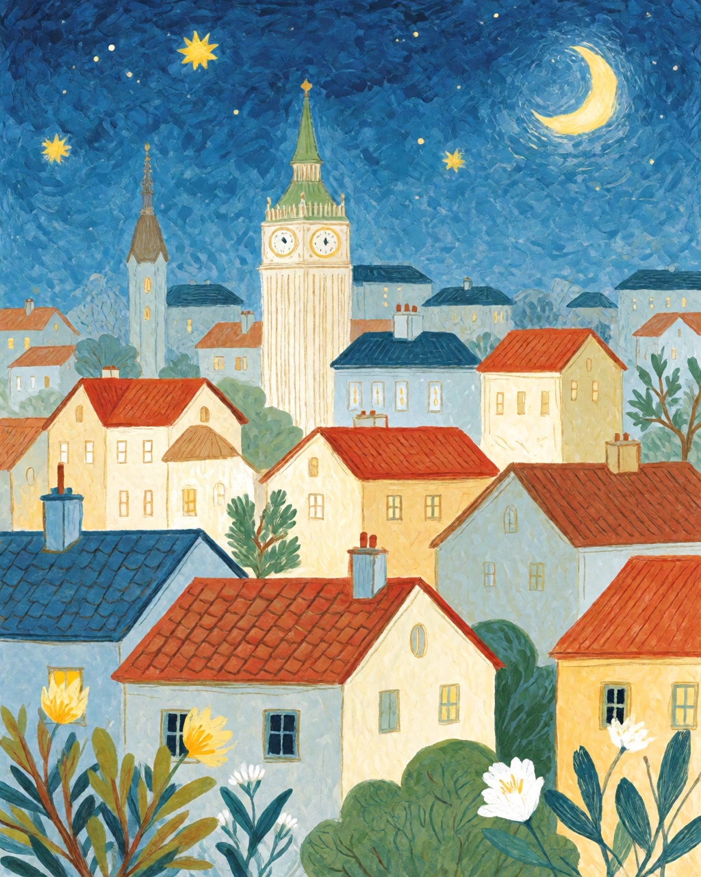 a city skyline at night