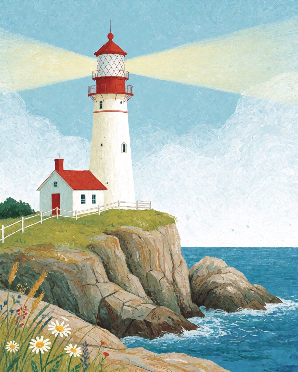 a lighthouse on a rocky cliff