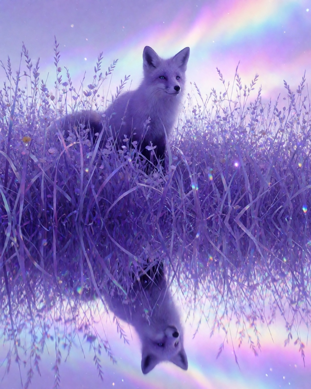 a red fox in tall grass