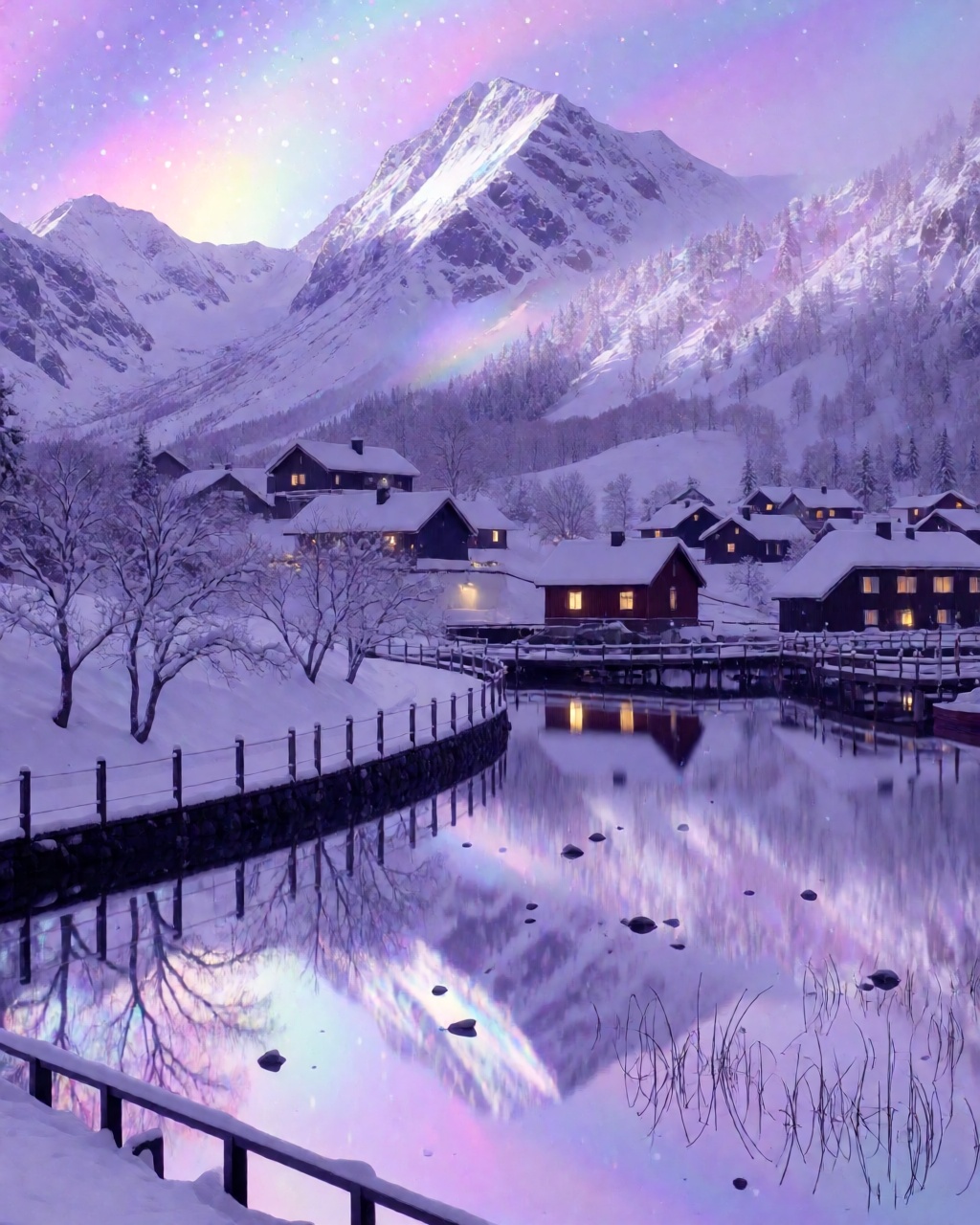 a snowy mountain village