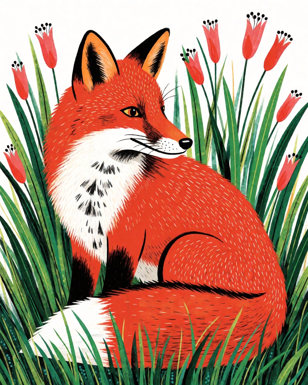 a red fox in tall grass