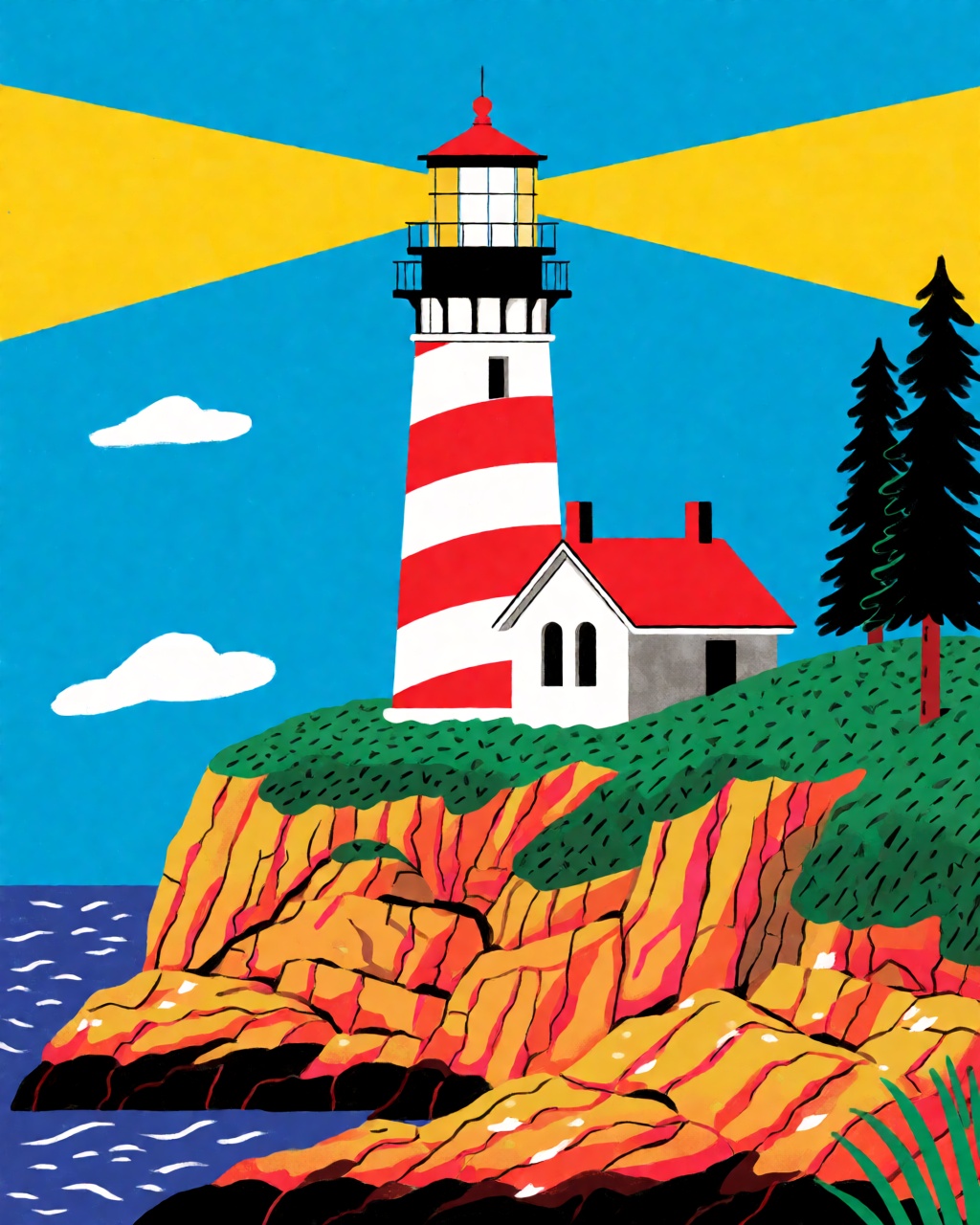 a lighthouse on a rocky cliff